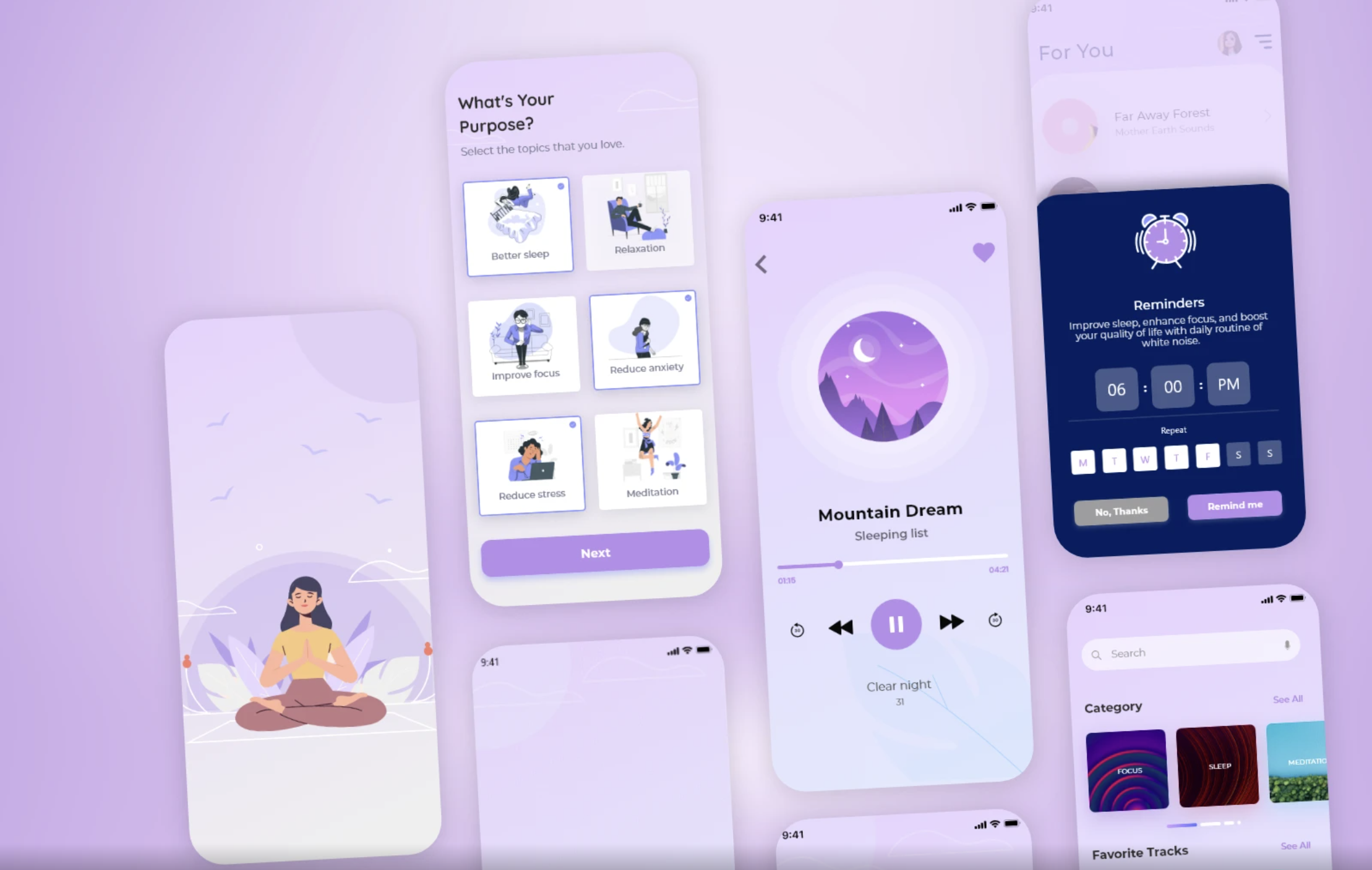 White noise app design inspiration from Behance