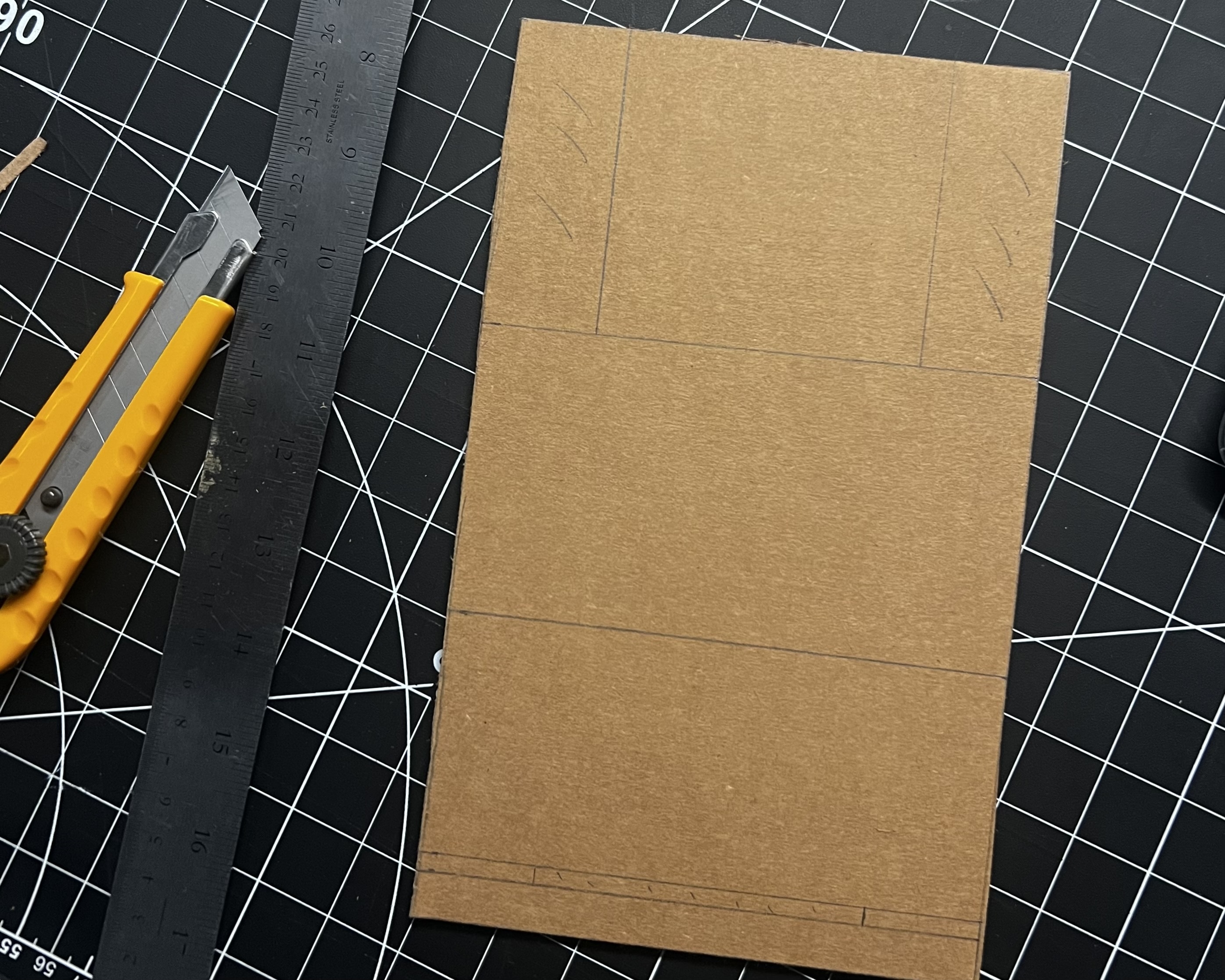 Making initial marks onto cardboard