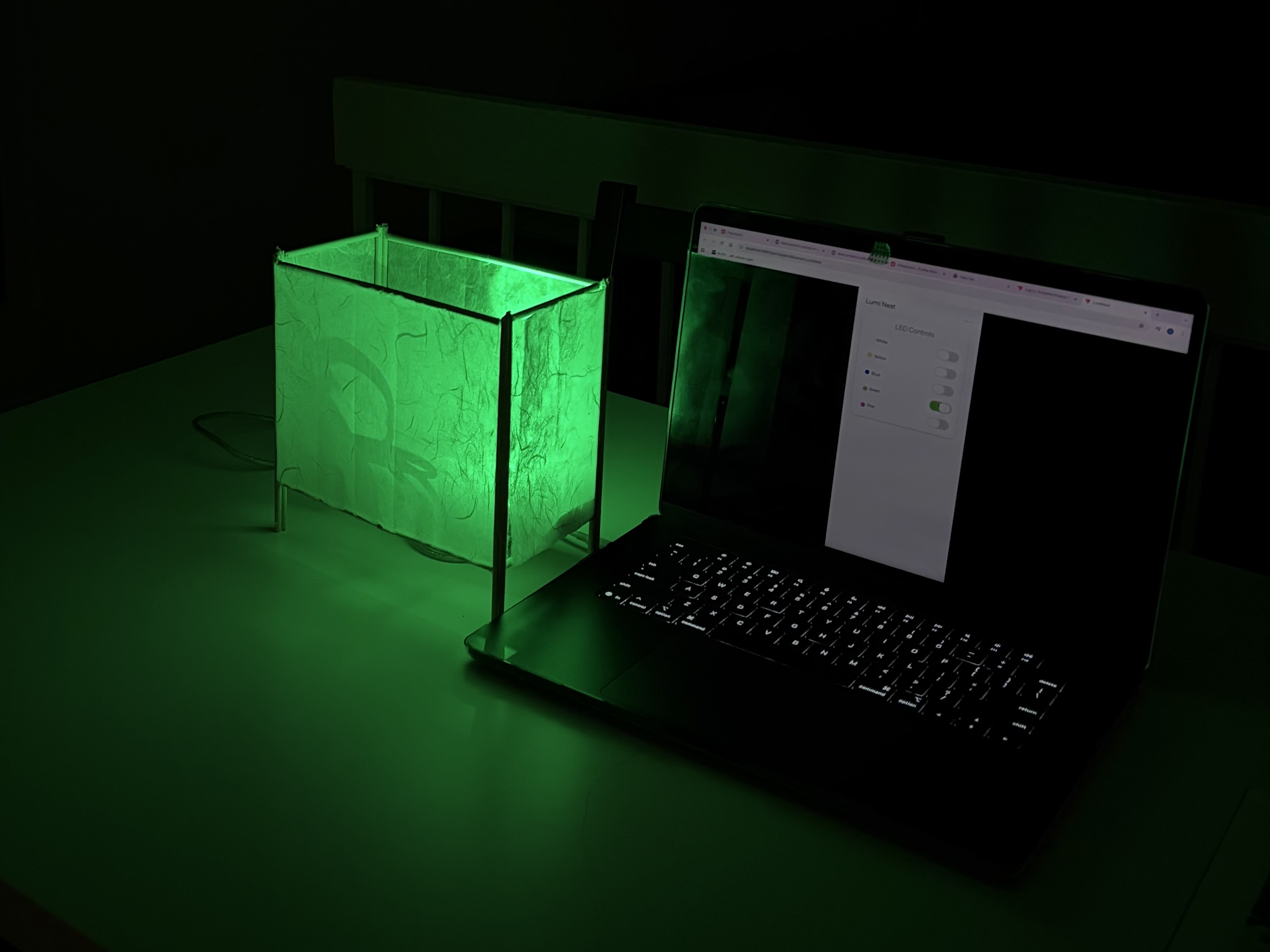Final prototype, displaying green led light